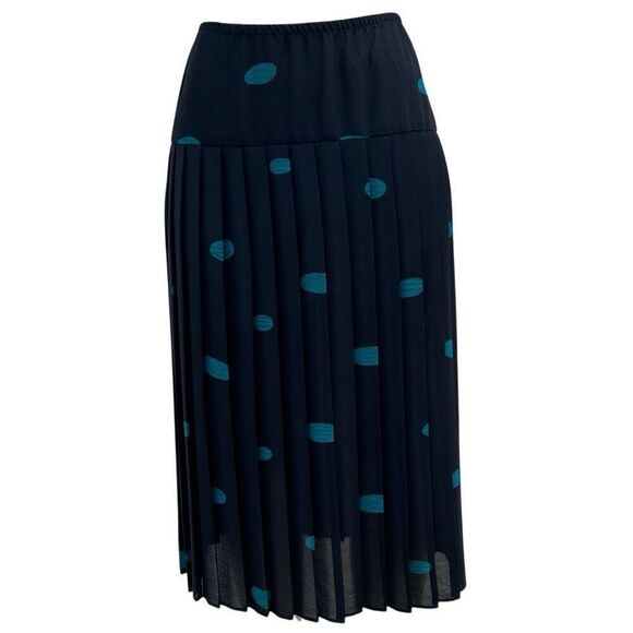 Vtg MAAS Brothers Blouse & Skirt 2Pc Set Size 14 Black Teal Printed Embellished - Picture 10 of 16